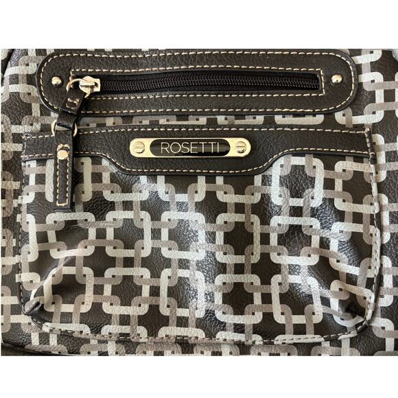 Rosetti Black/Gray Geometric Chain-Link Crossbody Purse - Picture 2 of 9